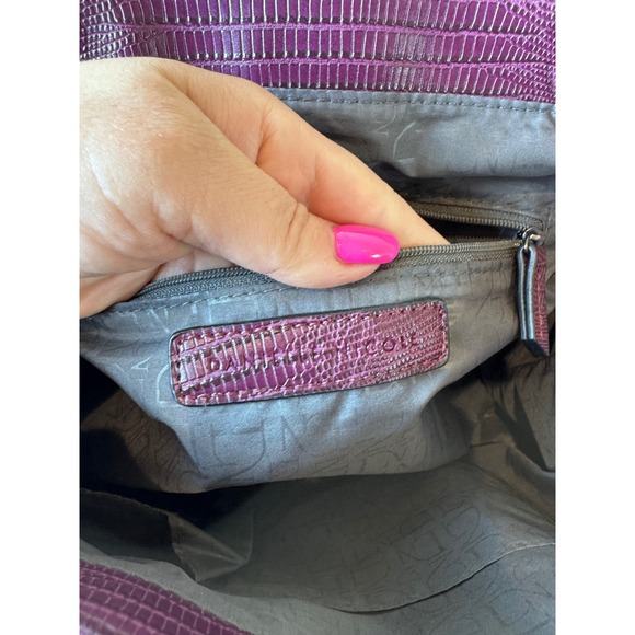 Danielle Nicole Tote Bag Women Large Purple Faux Lizard Embossed Structured Chic - Picture 6 of 14